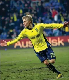  ??  ?? Daniel Wass efter en scoring for Brøndby i 2011.