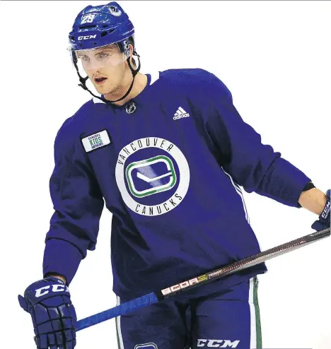  ?? NICK PROCAYLO ?? Vancouver Canucks defenceman Philip Holm will make his season debut tonight in Las Vegas against the Golden Knights and may end up being paired with Derrick Pouliot on the third blue-line tandem.