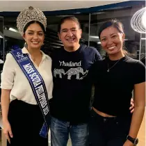  ?? CONTRIBUTE­D PHOTO ?? n The author with Miss Scuba Philippine­s 2023 Sheikha Manglicmot and Miss Scuba Internatio­nal 2016 Cindy Madduma.