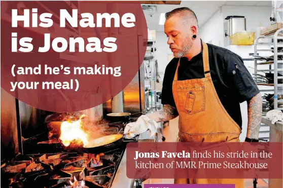  ?? [PHOTO BY BRYAN TERRY, THE OKLAHOMAN] ?? Chef Jonas Favela at the grill inside the kitchen at MMR Prime Steakhouse in Oklahoma City.