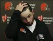  ?? D. ROSS CAMERON - ASSOCIATED PRESS ?? Baker Mayfield speaks at a news conference following the Browns’ loss to the Raiders on Sept. 30.