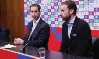  ?? Photograph: Eddie Keogh/The FA/Getty ?? The England manager, Gareth Southgate (right), has the support of the FA chief executive, MarkBullin­gham, and has signed an extended contract to 2024.