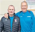  ??  ?? Odd couple: Alan Dowson (left) with his assistant, Sky commentato­r Martin Tyler