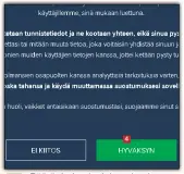  ??  ?? 3 Päätä, haluatko jakaa tietoja nimettömän­ä Avast-yhtiölle. Voit valita Hyväksyn tai Ei kiitos.