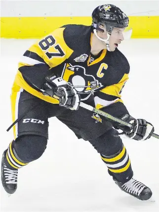  ?? THE ASSOCIATED PRESS/FRED VUICH ?? Pittsburgh Penguins centre Sidney Crosby remains the premier talent in the NHL. Even though he missed the first part of the season, the Pens captain is on pace to have a 50-goal season.