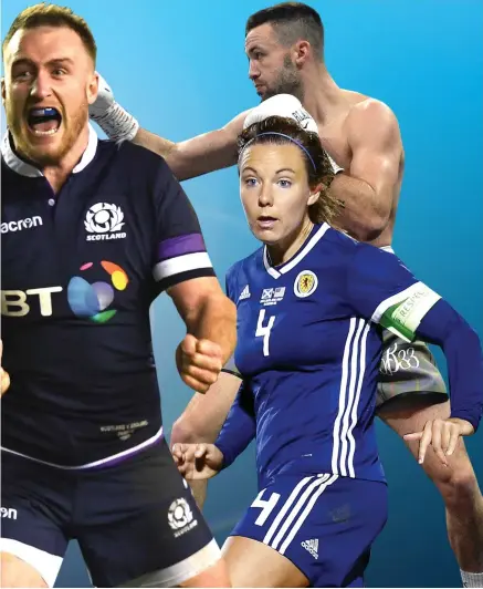 ?? Montage: Larraine Rowney ?? It is going to be a big year for (left to right): Andy Murray, Laura Muir, Stuart Hogg, Rachel Corsie and Josh Taylor