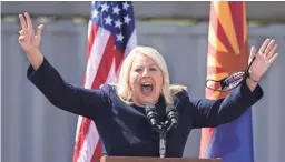  ?? THOMAS HAWTHORNE/THE REPUBLIC FILE ?? Lesko addresses a rally featuring Vice President Mike Pence at TYR Tactical in Peoria on Oct. 8. She is finishing her first full term in Congress as one of Trump’s most loyal supporters in Washington.