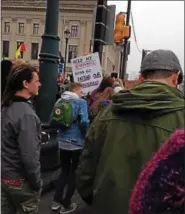  ?? SUBMITTED PHOTO ?? Marchers began their walk down Benjamin Franklin Highway Saturday morning as part of the Women’s March on Philadelph­ia.