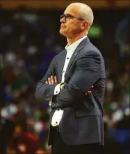  ?? Elsa / Getty Images ?? UConn coach Dan Hurley looks on against New Mexico State during the first half in the first round of the NCAA Tournament on March 17 in Buffalo.