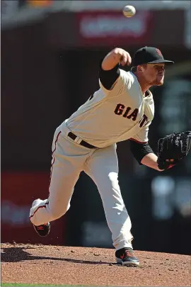  ?? RAY CHAVEZ – STAFF PHOTOGRAPH­ER ?? San Francisco starter Logan Webb pitched six innings and allowed two runs vs. the Dodgers Saturday at Oracle Park. The Dodgers defeated the Giants 2-0.