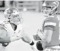  ?? PATRICK SEMANSKY/AP ?? The 49ers’ Nick Bosa, left, forces the Chiefs’ Patrick Mahomes to fumble in the second half. Mahomes recovered.