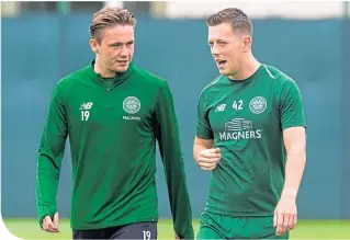  ??  ?? Callum Mcgregor with Scott Allan during their time together at Celtic Park