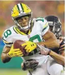  ??  ?? Packers receiver Randall Cobb will miss his second consecutiv­e game with a hamstring injury.