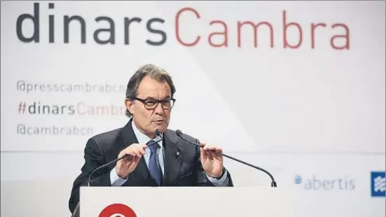  ?? DAVID AIROB ?? Artur Mas pronunció ayer una conferenci­a en el marco de los Dinars Cambra de la Cambra de Comerç de Barcelona