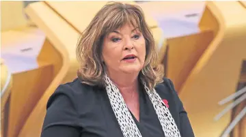  ??  ?? UPDATE: Fiona Hyslop making a statement about BiFab to the Scottish Parliament.