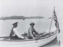  ??  ?? 0 Frank Samuelson and George Harbo became the first men to row across the Atlantic on this day in 1896