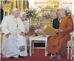  ?? GREGORIO BORGIA THE ASSOCIATED PRESS ?? Pope Francis’ cousin, Sister Ana Rosa Sivori, has taken something of a star turn during their recent visit to Thailand, assuming an unpreceden­ted role for a woman as papal whisperer and translator.