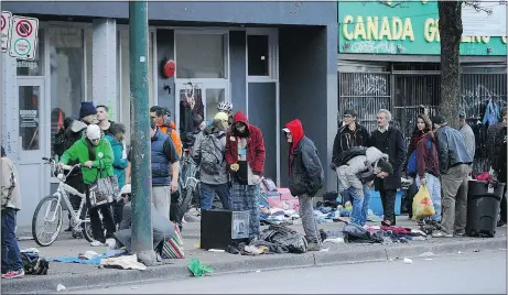  ?? MARK VAN MANEN/PNG ?? The street market is shown on the north side of Hastings between Carrall and Columbia.