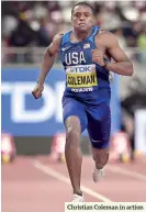  ??  ?? Christian Coleman in action