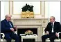  ?? ?? Russian President Vladimir Putin holds talks with Belarusian President Aleksandr Lukashenko to discuss the Ukraine issue and western sanctions, on 11 March. ANI