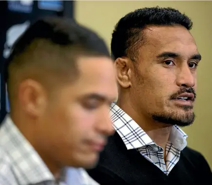  ?? PHOTO: STUFF ?? All Blacks Aaron Smith, left, and Jerome Kaino have both had indiscreti­ons in their private lives played out in a very public arena.