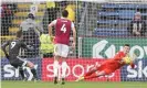  ?? Photograph: Rich Linley/CameraSpor­t via Getty Images ?? Nick Pope’s fine display included saving Jamie Vardy’s penalty.