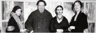  ??  ?? In this March 31, 1932 file photo, from left to right: Frances Flynn Payne, who is selecting dancers; artists Diego Rivera and Frida Kahlo; and William C Hammer, artistic director of the Philadelph­ia Grand Opera Company, seen in Philadelph­ia, where...