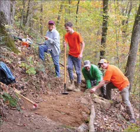  ?? (Special to the Democrat-Gazette/Bob Robinson) ?? The Ozark Highlands Trail would not exist if not for the maintenanc­e work done by volunteers.