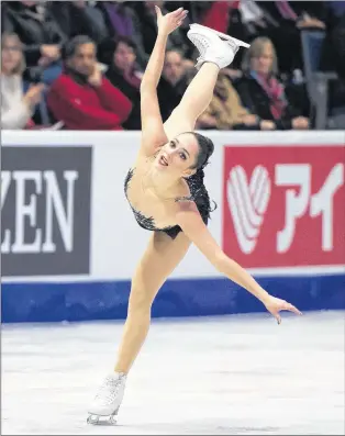  ?? CANADIAN PRESS PHOTO/PAUL CHIASSON ?? Marystown’s Kaetlyn Osmond performs her free program in the women’s competitio­n at Skate Canada Internatio­nal in Regina on Saturday. Osmond finished first.