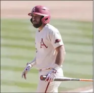  ?? (NWA Democrat-Gazette/Charlie Kaijo) ?? Catcher Casey Opitz is 1 of 5 Arkansas players to have drawn 20 or more walks this season.