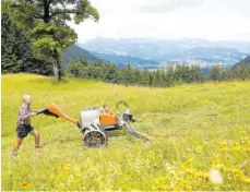  ?? FOTO: MARTINA DIEMAND ?? Weniger Zulagen für Bergbauern (im Bild Vinzenz Schraudolf aus Oberstdorf) – dagegen läuft BBV-Bezirksprä­sident Alfred Enderle Sturm.