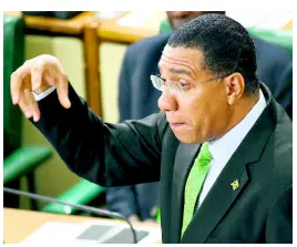  ??  ?? Prime Minister Andrew Holness making his contributi­on to the Budget Debate in Gordon House yesterday. RUDOLPH BROWN/PHOTOGRAPH­ER