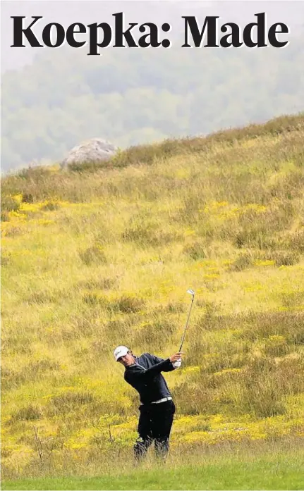  ??  ?? HIGHLAND FLING: Brooks Koepka in action at Spey Valley’s 13th hole on the way to victory in the 2013 Scottish