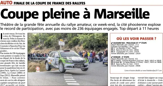  ??  ?? Trois semaines après avoir gagné haut la main le Rallye national du Pays de Fayence, Mathieu Arzeno (Skoda Fabia R) va-t-il décrocher le gros lot à domicile ? (Photo Thierry Mouchet)
