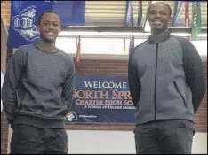  ?? ERIC STIRGUS / ESTIRGUS@AJC.COM ?? Joshua Patton (left) and Grant Showell, both 17-year-old seniors at Fulton County’s North Springs Charter High School, say President Barack Obama inspired them to pay more attention to politics and get involved in community activities.