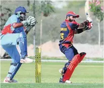  ?? – Supplied Photo ?? SIZZLING FORM: Khurram Khan of Enhance in action during a Premier Division league match against Al Turki NMC.