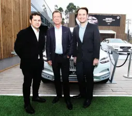  ??  ?? Volvo Philippine­s CEO and president Atty. Albert B. Arcilla and marketing head Chris Lee Yu with Volvo Car Corporatio­n president and CEO Hakan Samuelsson (center)