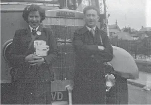  ??  ?? Conductres­s Rose Burns and her bus driver colleague, who worked for F. and J. Mitchell. See above for details.