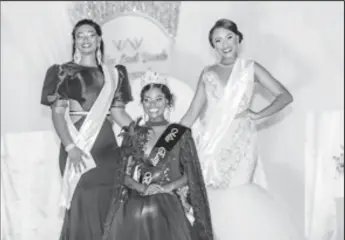  ?? ?? Miss East Bank Joel Perry with her first and second runners-up Miss Diamond/Grove Lisa Hassan and Miss Ideal Demetreia Blair