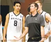  ?? PHOTO COURTESY OF LONG BEACH STATE ATHLETICS ?? Gary Adams (left) racked up three kills on as many attempts against Westcliff in 2020.