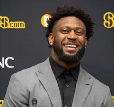  ?? Associated Press ?? Newly signed Steelers linebacker Patrick Queen speaks to the media during a press conference Friday in Pittsburgh.