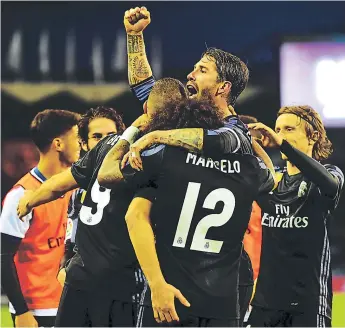  ?? FOTO: AFP ?? Real Madrid venció 4-1 al Celta y está a un paso de ganar la Liga.