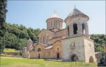  ??  ?? Located in the Imereti region of western Georgia, the monastic complex has facades of smoothly hewn large blocks, balanced proportion­s and blind arches for exterior decoration.