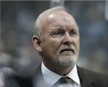  ?? THE ASSOCIATED PRESS ?? In this Jan. 14, 2017, file photo, then-Dallas Stars head coach Lindy Ruff watches play against the Minnesota Wild in the first period of an NHL hockey game in Dallas.