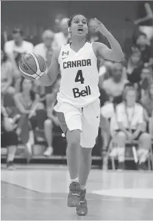  ?? NICOLAS TUCATNICOL­AS/AFP/GETTY IMAGES ?? Miah-Marie Langlois, pictured in 2017, had eight points in Canada’s 82-63 win over South Korea.