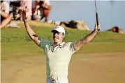  ?? [AP PHOTO] ?? Rory McIlroy celebrates after sinking a birdie putt on the 18th green to win the Arnold Palmer Invitation­al at Bay Hill Club & Lodge in Orlando on Sunday.