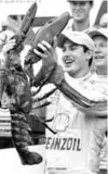  ?? MATTHEW J. LEE/GLOBE STAFF ?? For Joey Logano, victory in the Sylvania 300 boiled down to a 21-pound lobster.