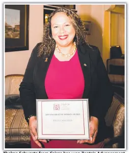  ?? ?? Thelma Schwartz from Cairns has won Zonta’s Advancemen­t of Women award.