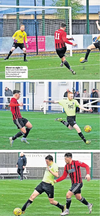  ?? ?? Shoot on sight St Peter’s put rivals Glenvale to the sword once again (Pics courtesy of @adrianfwim­ages)