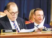  ??  ?? COMMITTEE CHAIRMAN Jerrold Nadler, left, and ranking member Doug Collins at the daylong hearing.